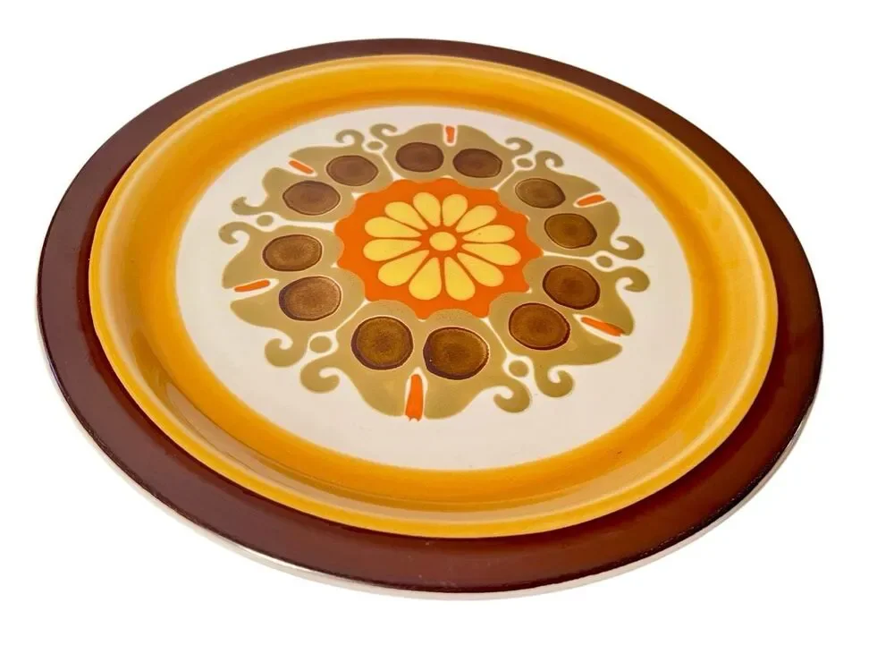 Vintage 1970's Stoneware Platter 12” 2603 Casual Ceram Electra Echo